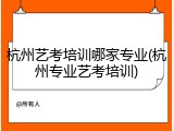杭州艺考培训哪家专业(杭州专业艺考培训)