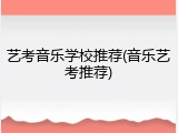 艺考音乐学校推荐(音乐艺考推荐)