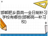 邯郸肥乡县高一全日制补习学校有哪些(邯郸高一补习校)