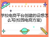 学校电商平台创建的设想怎么写(校园电商方案)