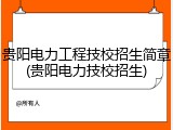 贵阳电力工程技校招生简章(贵阳电力技校招生)