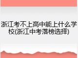 浙江考不上高中能上什么学校(浙江中考落榜选择)