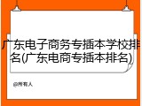 广东电子商务专插本学校排名(广东电商专插本排名)