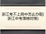 浙江考不上高中怎么办呢(浙江中考落榜对策)