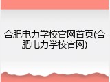 合肥电力学校官网首页(合肥电力学校官网)