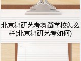 北京舞研艺考舞蹈学校怎么样(北京舞研艺考如何)
