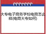 大专电子商务学校电商怎么样(电商大专如何)