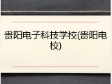 贵阳电子科技学校(贵阳电校)