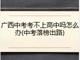 广西中考考不上高中吗怎么办(中考落榜出路)