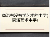 商洛有没有学艺术的中学(商洛艺术中学)