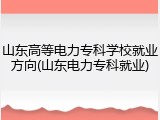 山东高等电力专科学校就业方向(山东电力专科就业)