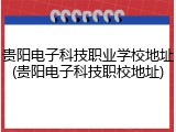 贵阳电子科技职业学校地址(贵阳电子科技职校地址)