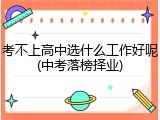 考不上高中选什么工作好呢(中考落榜择业)