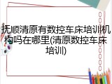 抚顺清原有数控车床培训机构吗在哪里(清原数控车床培训)