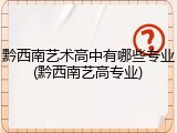 黔西南艺术高中有哪些专业(黔西南艺高专业)