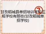 甘孜稻城县单招培训学校正规学校有那些(甘孜稻城单招学校)