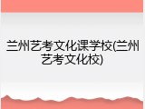 兰州艺考文化课学校(兰州艺考文化校)