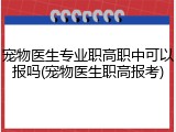 宠物医生专业职高职中可以报吗(宠物医生职高报考)