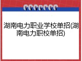 湖南电力职业学校单招(湖南电力职校单招)