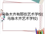 乌鲁木齐有那些艺术学校(乌鲁木齐艺术学校)