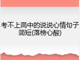考不上高中的说说心情句子简短(落榜心酸)