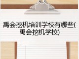 禹会挖机培训学校有哪些(禹会挖机学校)