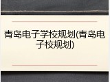 青岛电子学校规划(青岛电子校规划)