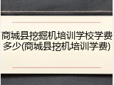 商城县挖掘机培训学校学费多少(商城县挖机培训学费)