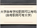 大学自考学校职高可以考吗(自考职高可考大学)
