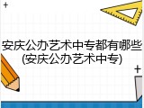 安庆公办艺术中专都有哪些(安庆公办艺术中专)