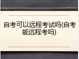 自考可以远程考试吗(自考能远程考吗)