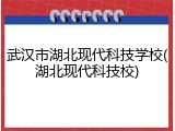 武汉市湖北现代科技学校(湖北现代科技校)