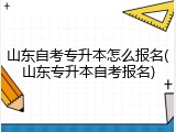 山东自考专升本怎么报名(山东专升本自考报名)