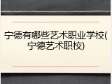 宁德有哪些艺术职业学校(宁德艺术职校)