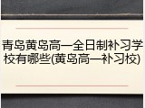 青岛黄岛高一全日制补习学校有哪些(黄岛高一补习校)