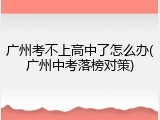 广州考不上高中了怎么办(广州中考落榜对策)