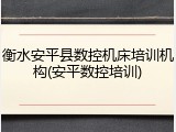 衡水安平县数控机床培训机构(安平数控培训)