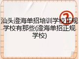 汕头澄海单招培训学校正规学校有那些(澄海单招正规学校)