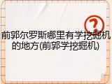 前郭尔罗斯哪里有学挖掘机的地方(前郭学挖掘机)