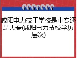 咸阳电力技工学校是中专还是大专(咸阳电力技校学历层次)
