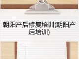 朝阳产后修复培训(朝阳产后培训)