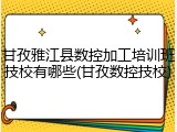 甘孜雅江县数控加工培训班技校有哪些(甘孜数控技校)