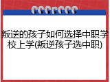 叛逆的孩子如何选择中职学校上学(叛逆孩子选中职)