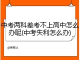 中考两科差考不上高中怎么办呢(中考失利怎么办)