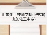 山东化工技师学院中专部(山东化工中专)