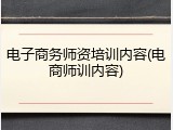 电子商务师资培训内容(电商师训内容)