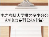 电力专科大学排名多少分公办(电力专科公办排名)