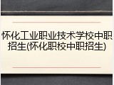 怀化工业职业技术学校中职招生(怀化职校中职招生)