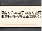 河南专升本电子商务专业可报院校(豫专升本电商院校)