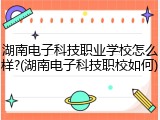 湖南电子科技职业学校怎么样?(湖南电子科技职校如何)